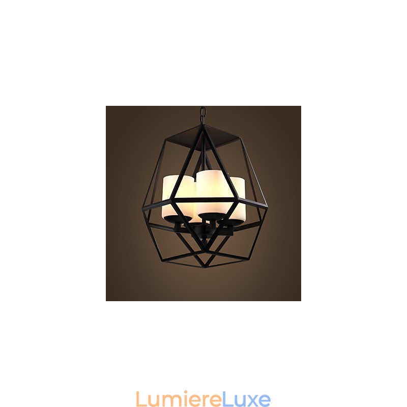 Lustre moderne en fer noir vintage Americange de haut niveau, lustre à 4 lumières
