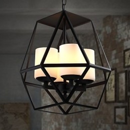 Lustre moderne en fer noir vintage Americange de haut niveau, lustre à 4 lumières