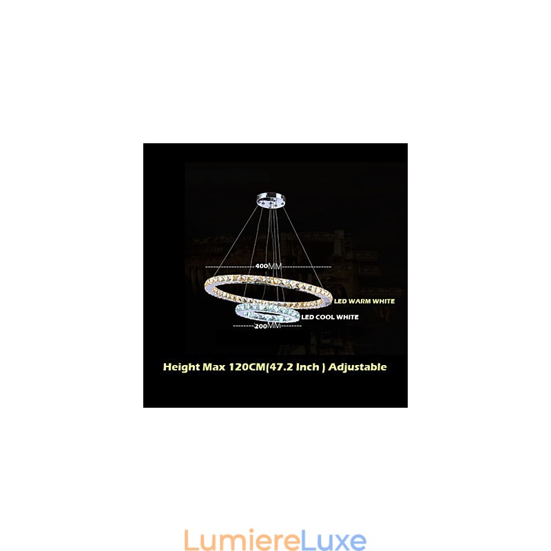Lustre en cristal suspendu pour hôtel, éclairage de plafond, luminaires avec lumière blanche chaude et froide