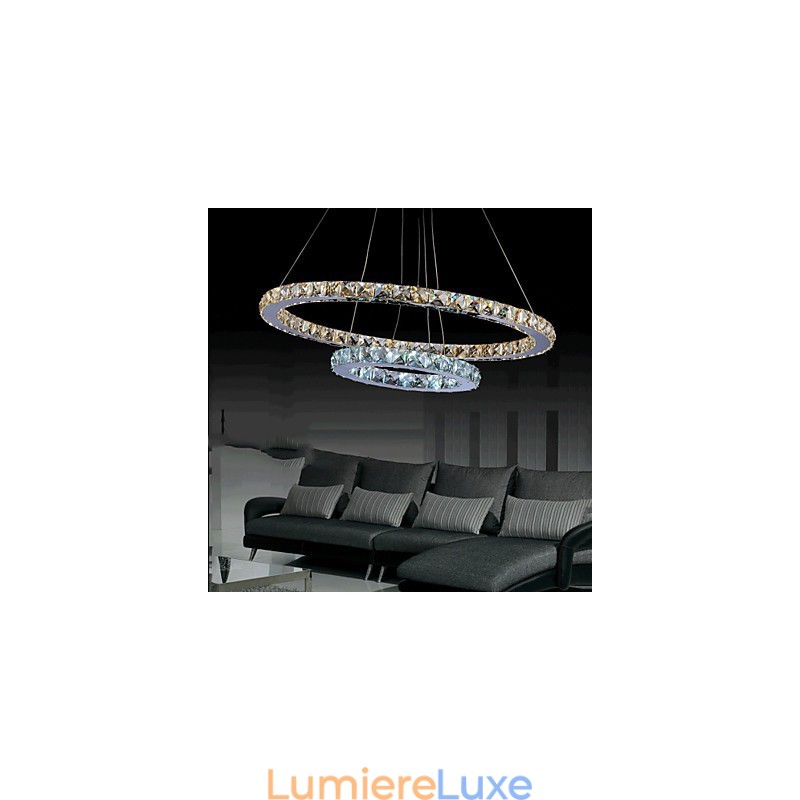 Lustre en cristal suspendu pour hôtel, éclairage de plafond, luminaires avec lumière blanche chaude et froide