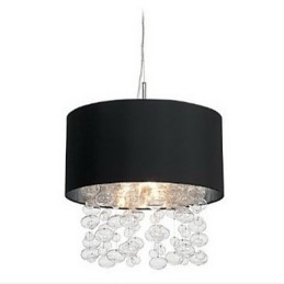 Suspension moderne à 7 lumières et abat-jour tambour en tissu noir (base)