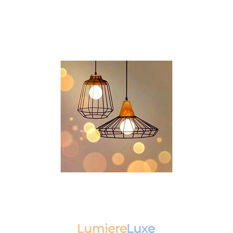 Lustre en fer forgé style cage à oiseaux de style rétro américain