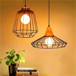 Lustre en fer forgé style cage à oiseaux de style rétro américain
