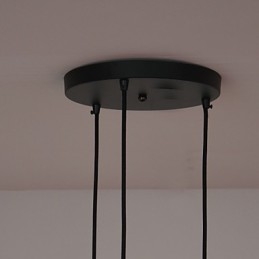 Suspension vintage à 3 lumières avec abat-jour en fer