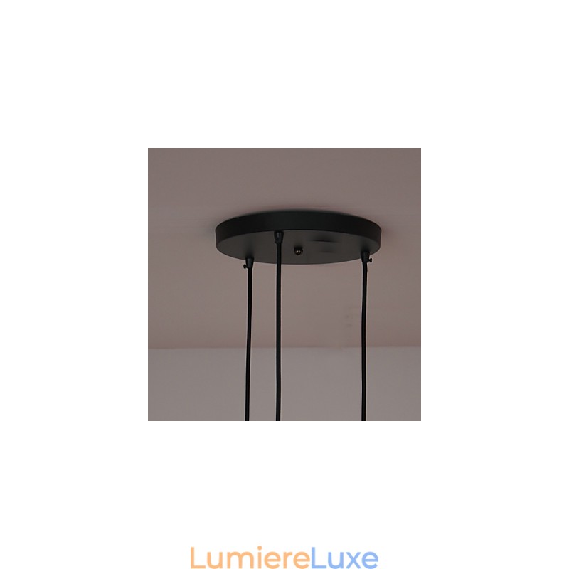 Suspension vintage à 3 lumières avec abat-jour en fer