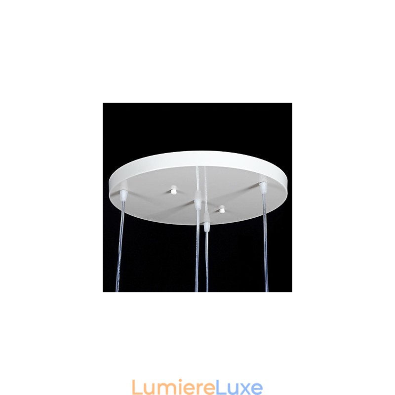 Suspension blanche à quatre lumières avec abat-jour en verre doré à la main, style rétro européen classique