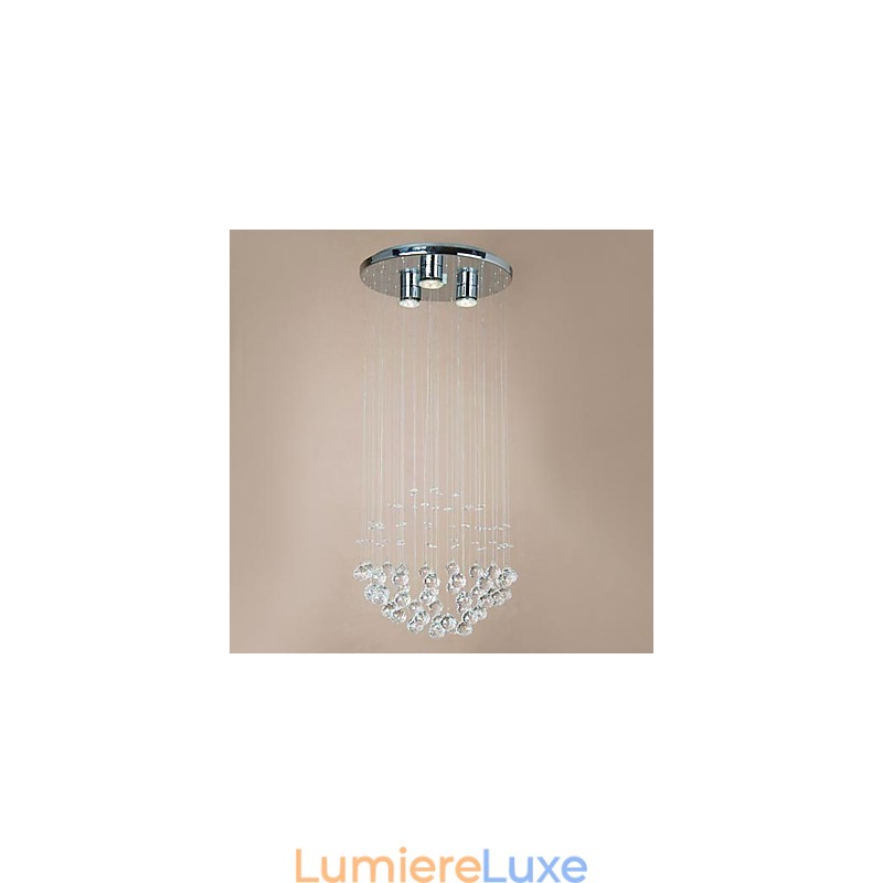 Plafonnier moderne à 3 lumières avec perles de cristal