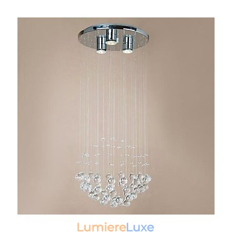Plafonnier moderne à 3 lumières avec perles de cristal Plafonnier moderne à 3 lumières avec perles de cristal