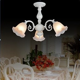 Plafonnier trois lumières blanc style rétro européen classique
