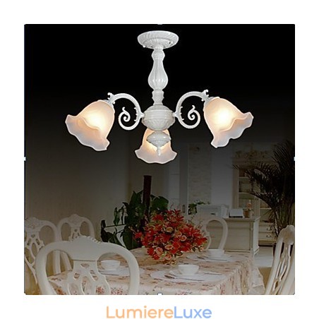 Plafonnier trois lumières blanc style rétro européen classique Plafonnier trois lumières blanc style rétro européen classique
