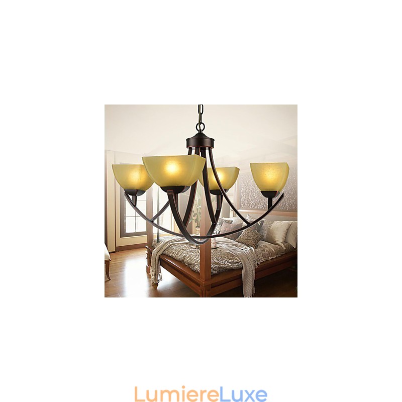 Lustre 4 lumières traditionnel classique vintage en métal