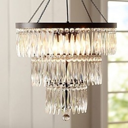 Suspension 3 lumières moderne et élégante en métal et cristal