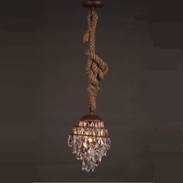 Lustre en cristal imitation vent industriel en chanvre de salon rétro