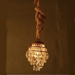 Lustre en cristal imitation vent industriel en chanvre de salon rétro