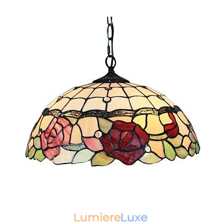 Suspension à 2 lumières avec abat-jour à motifs roses Suspension à 2 lumières avec abat-jour à motifs roses