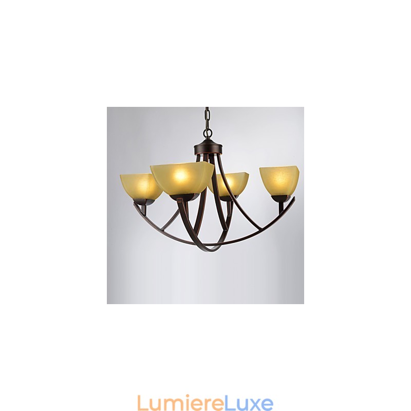 Lustre 4 lumières traditionnel classique vintage en métal