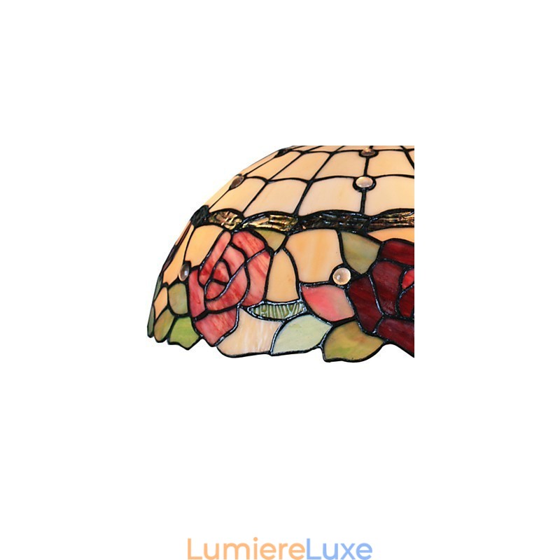 Suspension à 2 lumières avec abat-jour à motifs roses