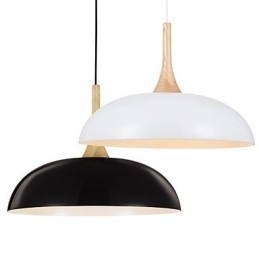 Mini lampe suspendue artistique à 1 lumière, simplicité moderne, finition noir et blanc, en aluminium et bois