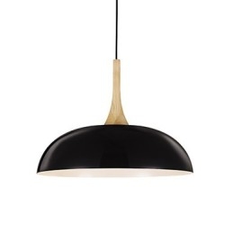 Mini lampe suspendue artistique à 1 lumière, simplicité moderne, finition noir et blanc, en aluminium et bois