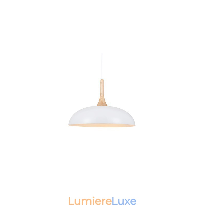 Mini lampe suspendue artistique à 1 lumière, simplicité moderne, finition noir et blanc, en aluminium et bois