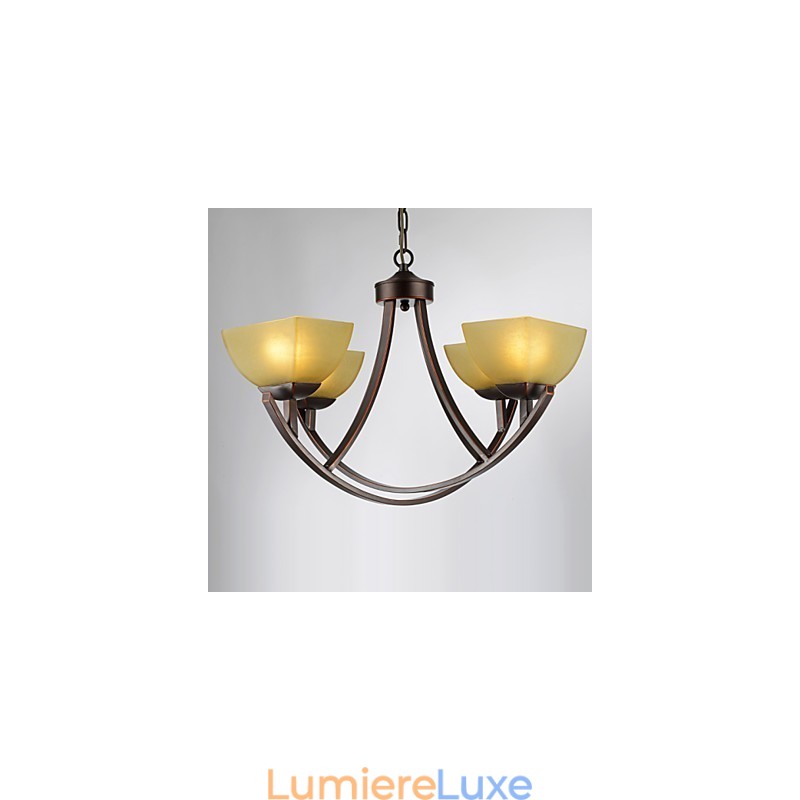 Lustre 4 lumières traditionnel classique vintage en métal