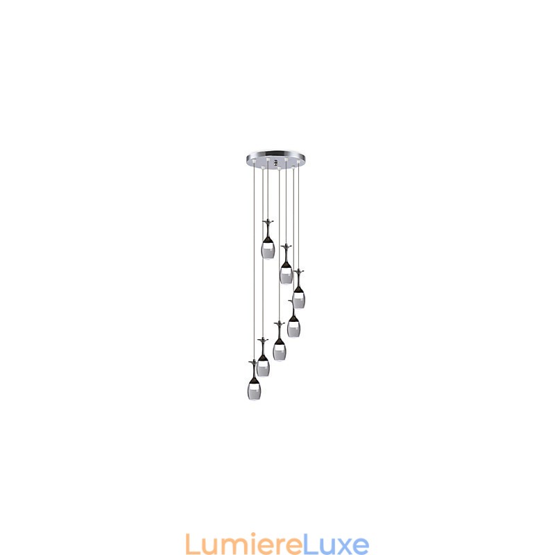Suspension moderne à 7 lumières, ampoules intégrées incluses, éclairage d'escalier