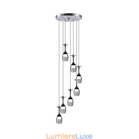 Suspension moderne à 7 lumières, ampoules intégrées incluses, éclairage d'escalier Suspension moderne à 7 lumières, ampoules intégrées incluses, éclairage d'escalier