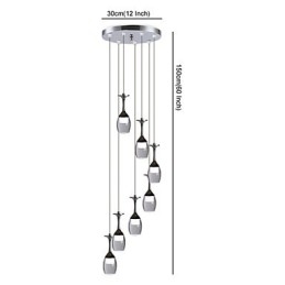 Suspension moderne à 7 lumières, ampoules intégrées incluses, éclairage d'escalier
