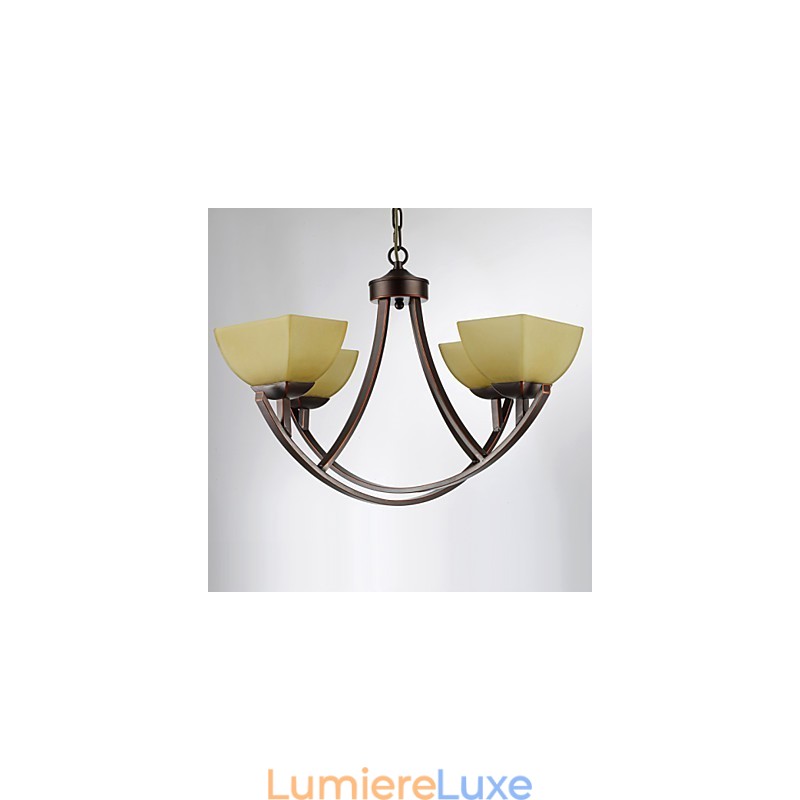 Lustre 4 lumières traditionnel classique vintage en métal