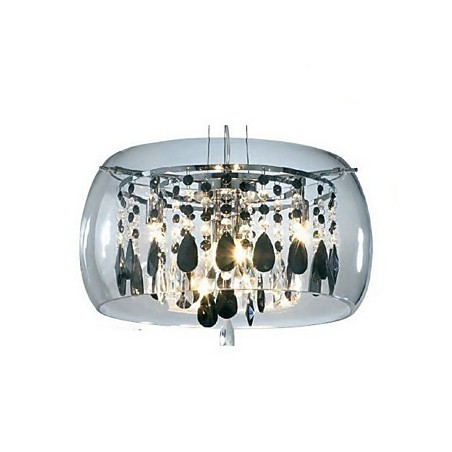 Suspension moderne contemporaine en cristal galvanisé de style mini tambour Suspension moderne contemporaine en cristal galvanisé de style mini tambour