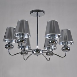 Lustre vintage 6 lumières en tissu classique et peinture sur métal