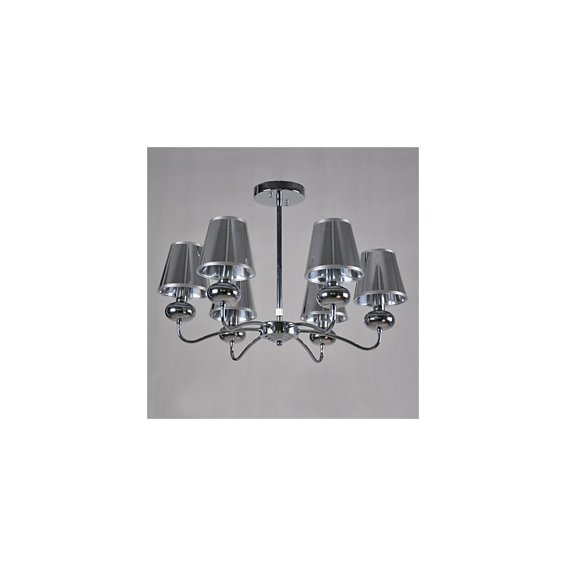 Lustre vintage 6 lumières en tissu classique et peinture sur métal