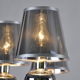 Lustre vintage 6 lumières en tissu classique et peinture sur métal