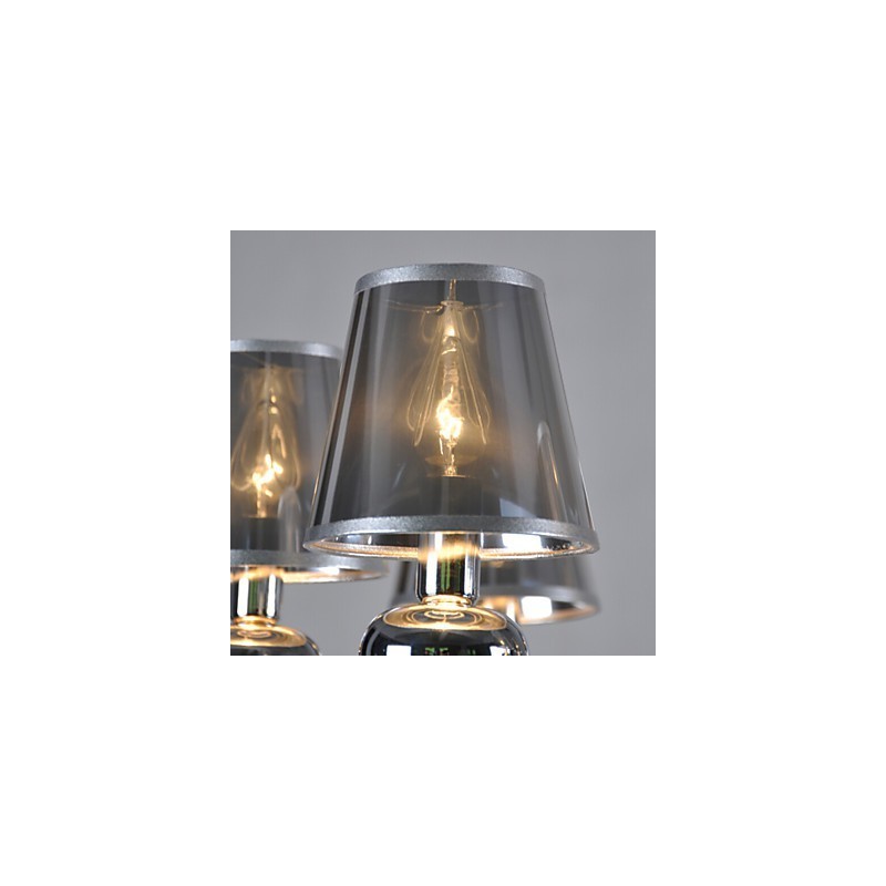 Lustre vintage 6 lumières en tissu classique et peinture sur métal
