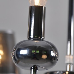Lustre vintage 6 lumières en tissu classique et peinture sur métal