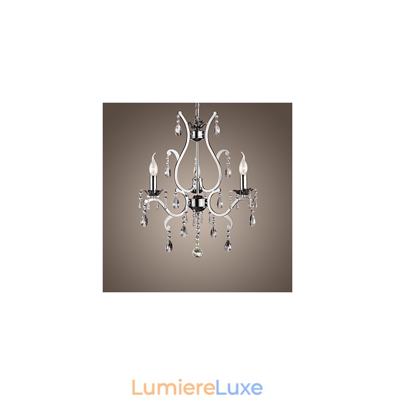 Lustre en cristal à 3 lumières en métal