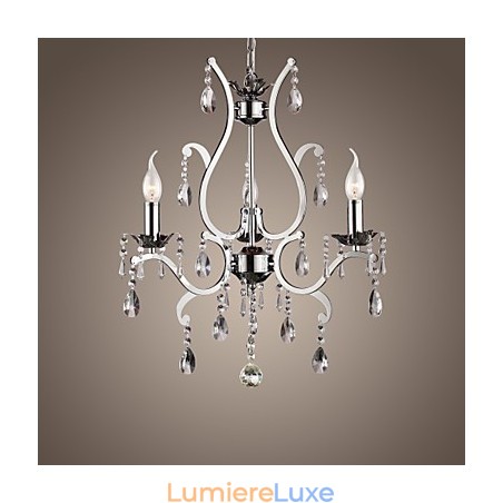Lustre en cristal à 3 lumières en métal Lustre en cristal à 3 lumières en métal