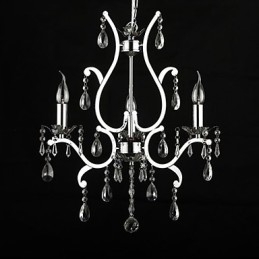 Lustre en cristal à 3 lumières en métal