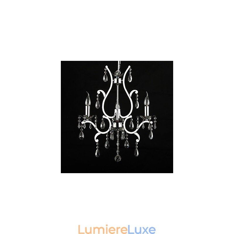 Lustre en cristal à 3 lumières en métal