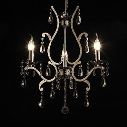 Lustre en cristal à 3 lumières en métal