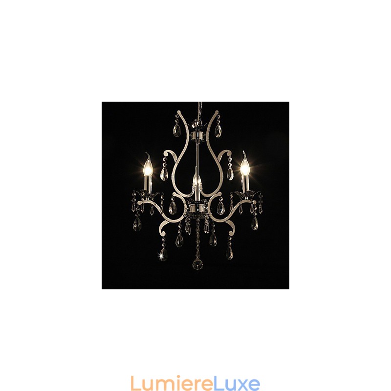 Lustre en cristal à 3 lumières en métal
