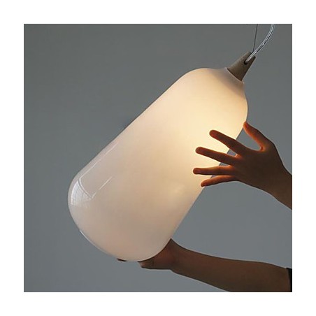 Lampe à suspension en forme de bouteille en verre blanc laiteux Natural Curve Lampe à suspension en forme de bouteille en verre blanc laiteux Natural Curve