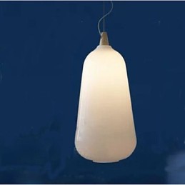 Lampe à suspension en forme de bouteille en verre blanc laiteux Natural Curve