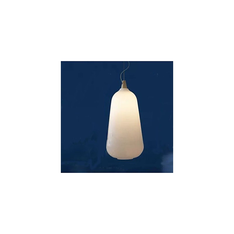 Lampe à suspension en forme de bouteille en verre blanc laiteux Natural Curve
