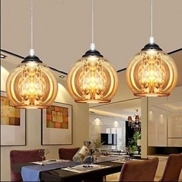 Lampe suspendue boule de verre trois