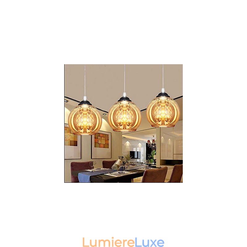 Lampe suspendue boule de verre trois