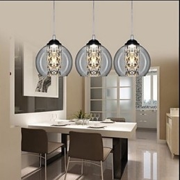 Lampe suspendue boule de verre trois