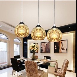 Lampe suspendue boule de verre trois