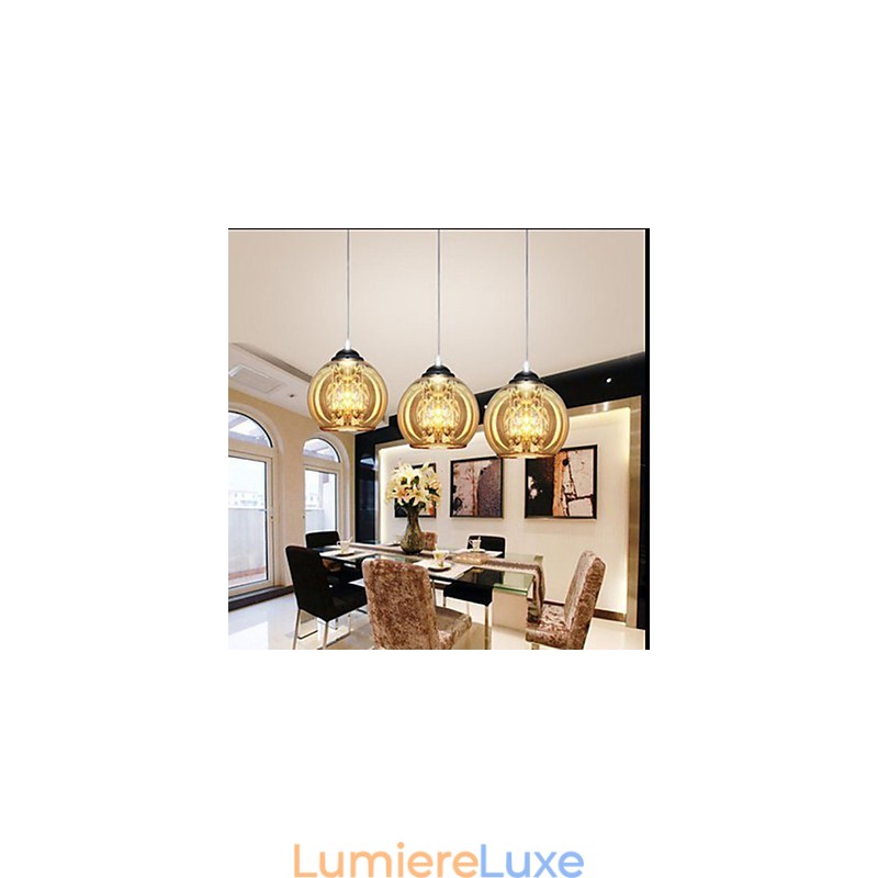 Lampe suspendue boule de verre trois