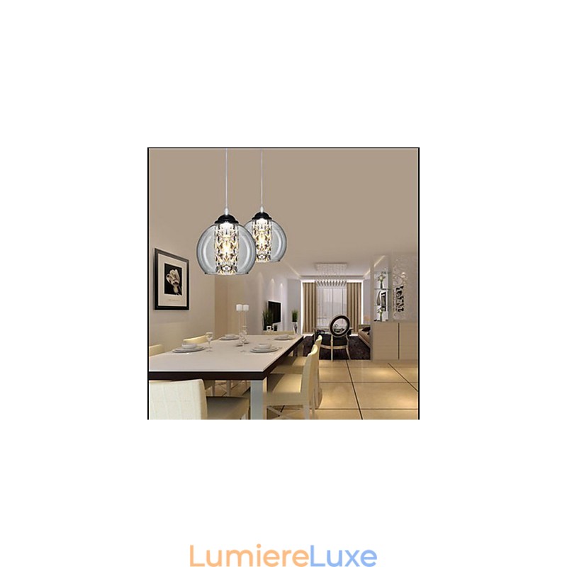 Lampe suspendue boule de verre trois